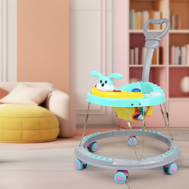 CREW4 Musical 2-in-1 Walker With Parent Rod(Green)