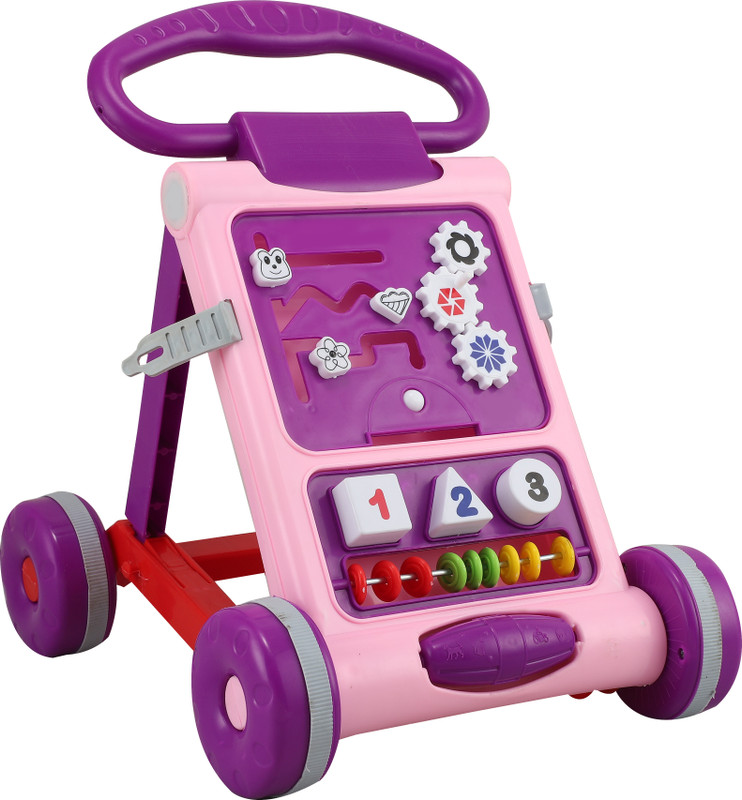 TOYSHOPPEE Baby Walker with Toy Bar Design for Baby Development & Learning Toddler Toys Baby Activity Walker Push Walker for BabY 6-18 Months Foldable Tricycle(Pink)