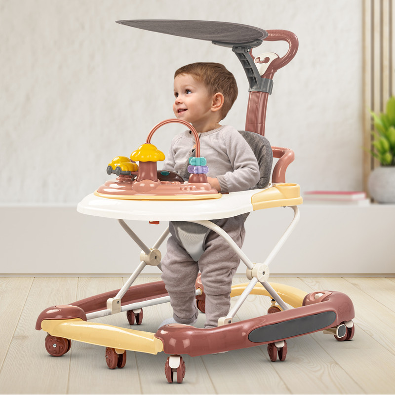 baybee Musical 3-in-1 Walker With Parent Rod(Red)