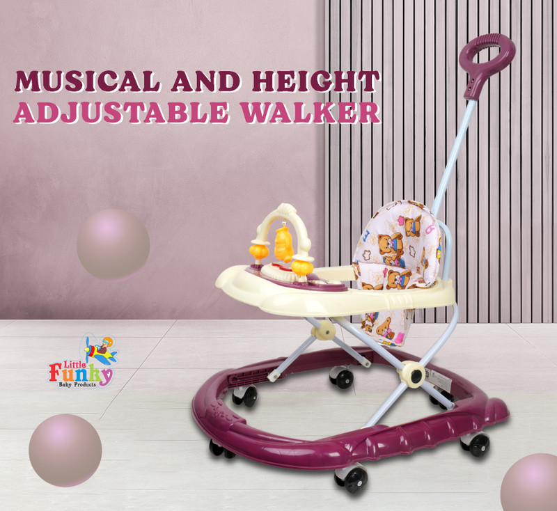Little Funky Musical Activity Walker With Parent Rod(Brown, Beige)