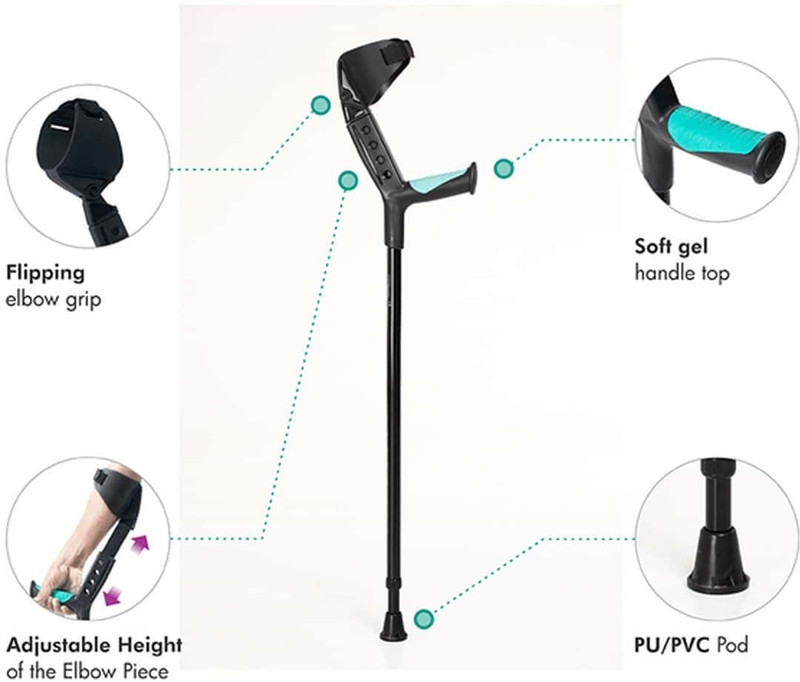 deshmed Elbow Type Hight Adjustable Walking Stick With Soft Hand Grip Walking Stick