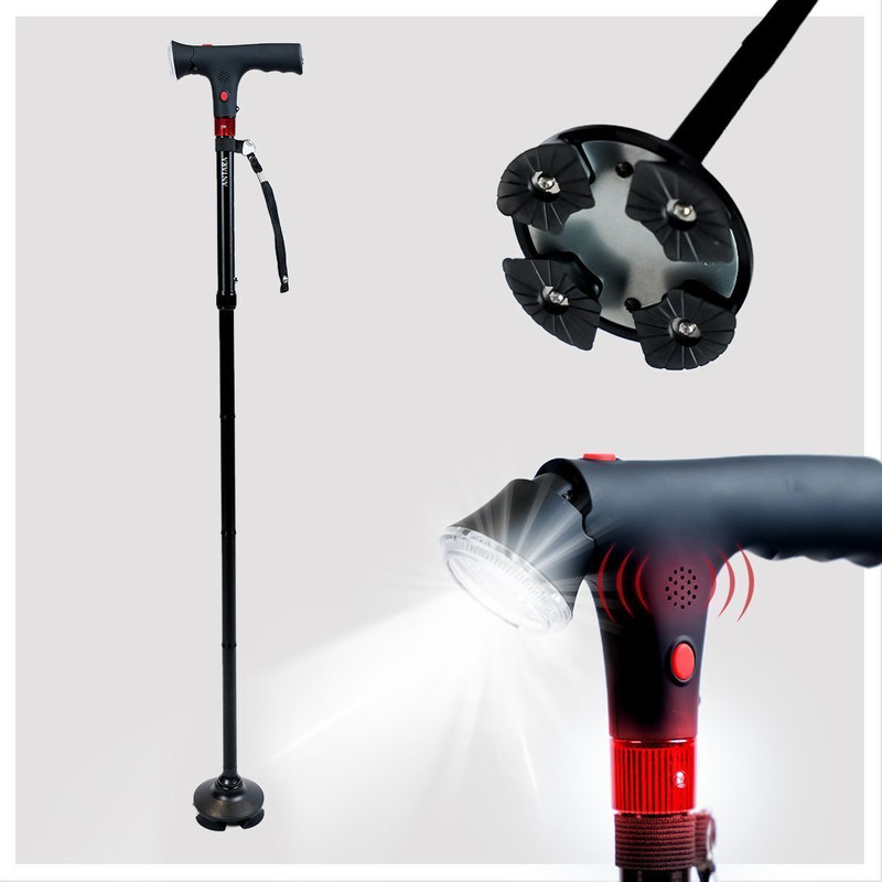 AGEasy Foldable Walking Stick ,LED Light & SOS Alarm Walking Stick