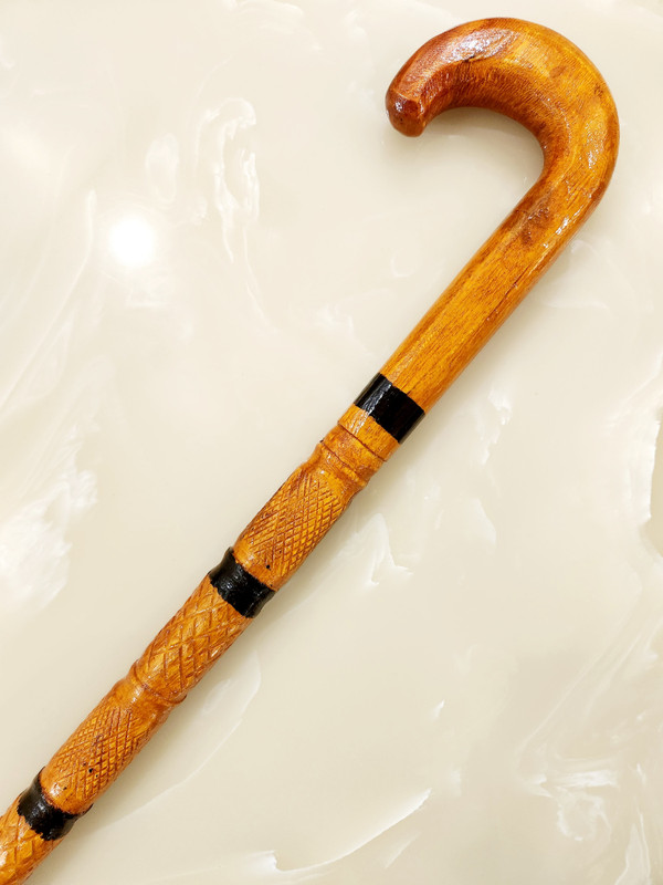 Sanvi Creation Mart U Type Round Handle Wooden Walking Cane Baith Pack Of 1 Walking Stick