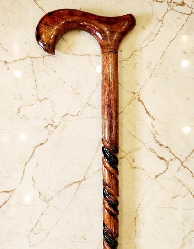 RRCREATIONSZ Classic Wooden Folding Walking Stick with Curved Handle Walking Stick