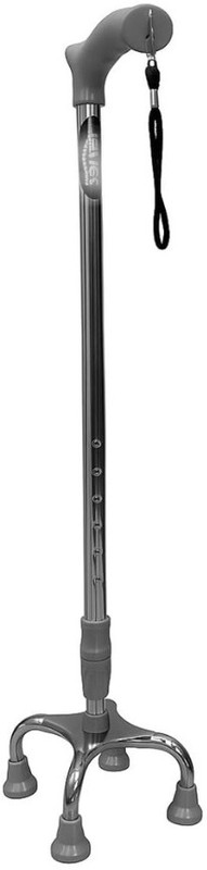 Able 4-Leg Medical Walking Aid for Old People Adjustable Height Heavy Duty (Silver) Walking Stick