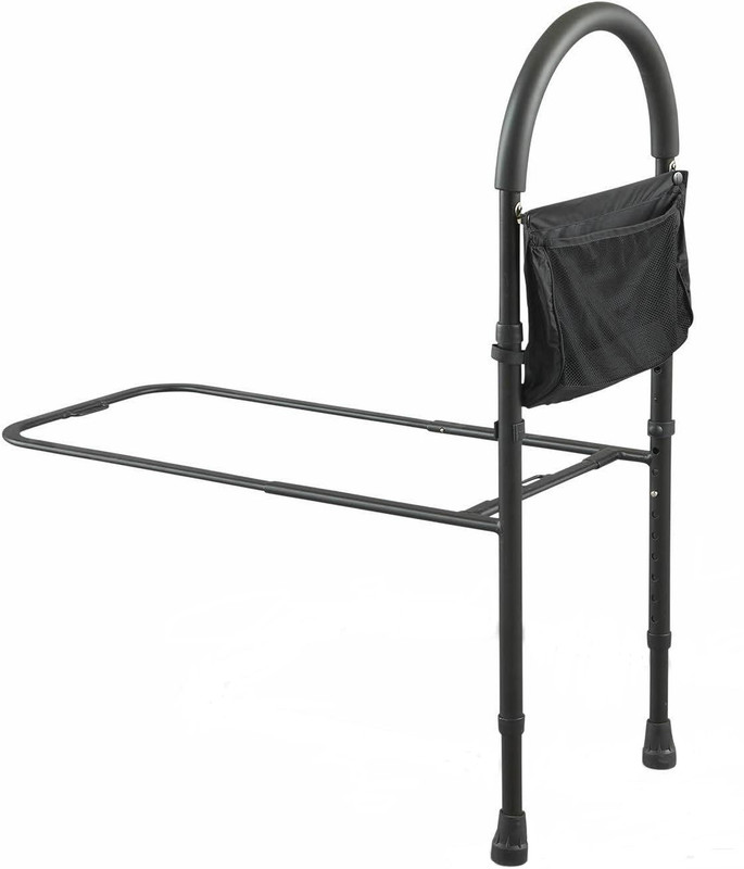 LACOPINE Bed Assist Bar With Storage Pocket Height Adjustable Bed Rail For Adults Walking Stick