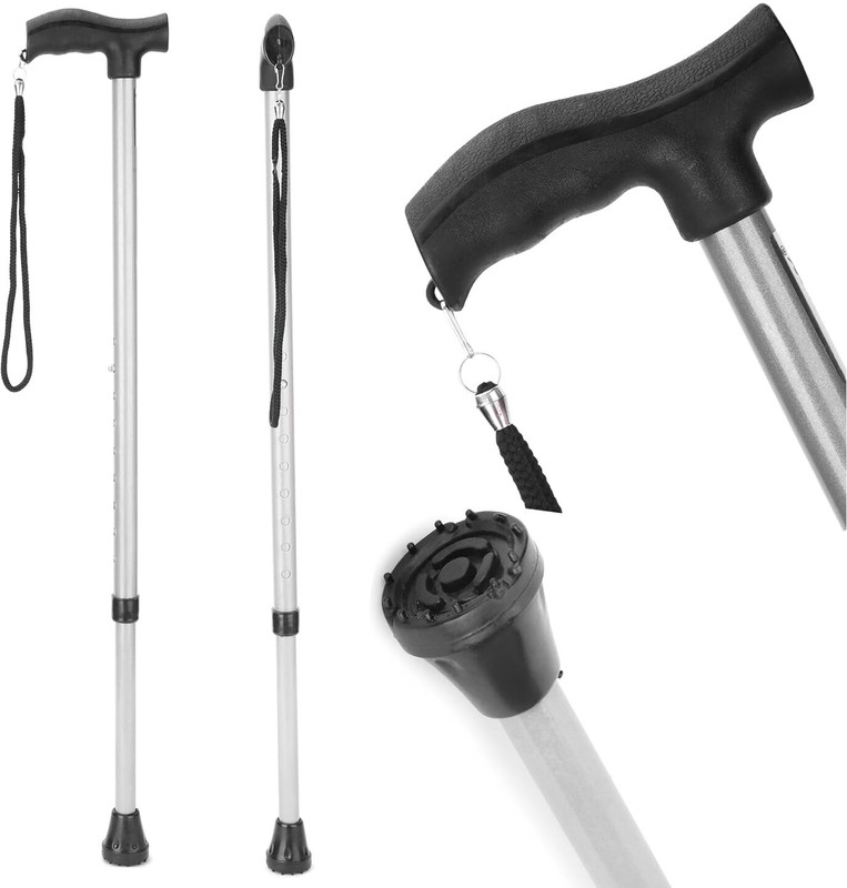 QP360 1 Leg Black Steel Hand Dori Height Adjustable Walking Stick Walking Stick