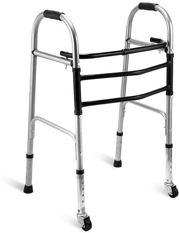 ANATOMIX Adult Folding Walker Dual Hand Brakes, With Wheels, Mobility Aid for Seniors Walking Stick