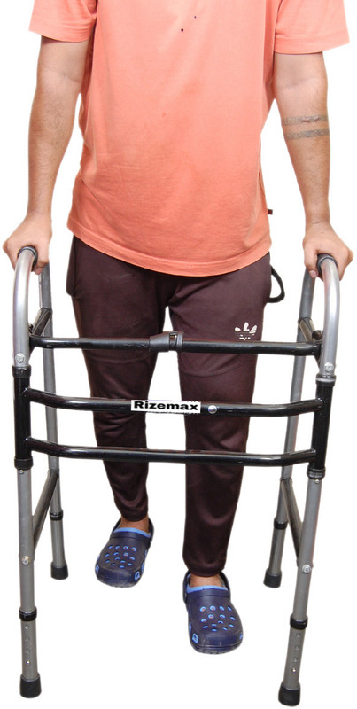Rizemax surgical Black and silver adult folding walker with height adjustable,unisex Walking Stick
