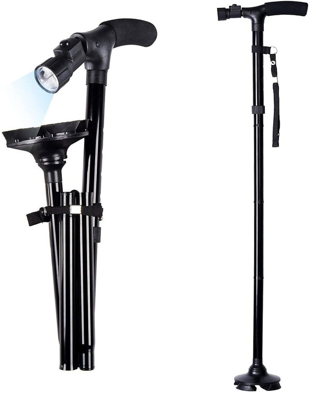 SeaRegal Portable old man trusty cane walking stick with ultra light handle Walking (black ) Pack OF 1 Walking Stick