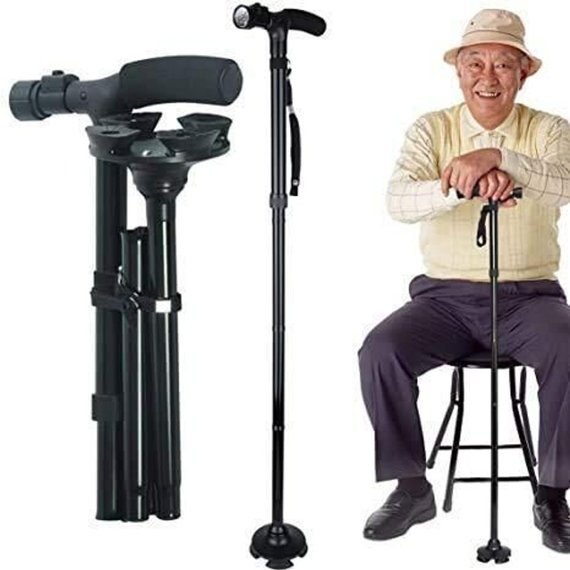 MANIYA ENTERPRISE Aluminium Alloy Handle Dependable Professional LED Light Folding Walking Stick Walking Stick