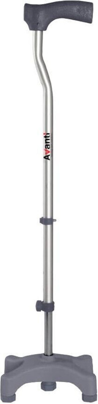 EXCLIQ Avanti L Shape Quadripod Stick,Light Weight, 4 Legged Base (Grey) Walking Stick