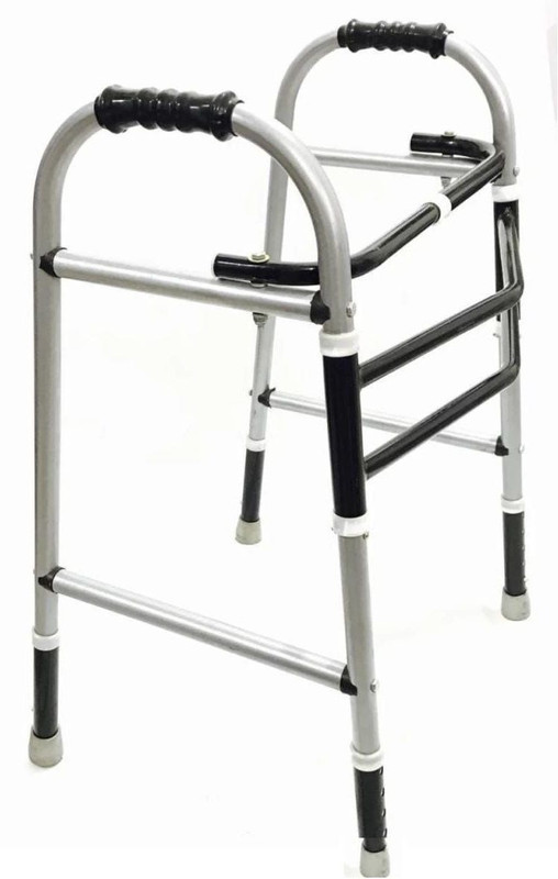 AL HAYY TRADERS Height Adjustable Foldable adult Old People Walking Walker[SILVER BLACK ] Walking Stick