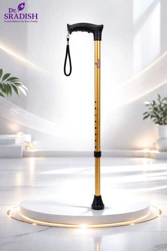 DR. SRADISH Adjustable Aluminium Walking Stick | Height Adjustable Medical Cane | Anti-Slip Walking Stick