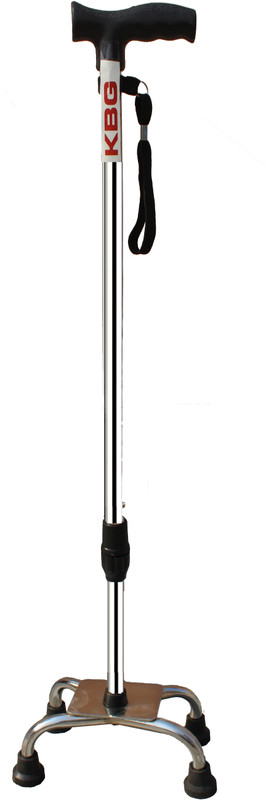 KBG Surgical 4 Leg Crome Height Adjustable Men/Women/Old Person Extra Hand Support Walking Stick