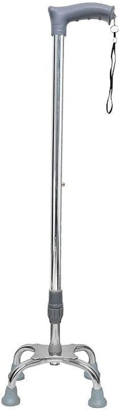 AL BURAQ Quadripod Chrome Height Adjustable Hand Support Walking Stick Walking Stick