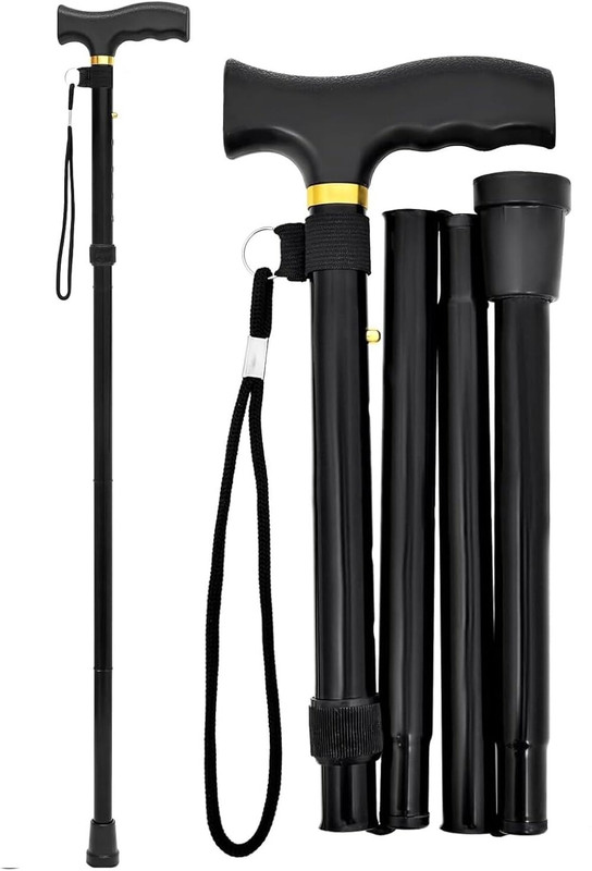 Dr.Right By MCP Aluminium Foldable Walking Stick for Men, Women with 4 Folding Sections Walking Stick