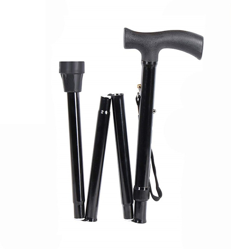 MCP Healthcare Professional Black 4 folding Aluminium Walking stick With Adjustable Normalwalk Walking Stick