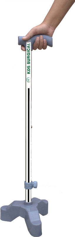 MONOLIZE 4 Leg Chrome Black Height Adjustable Men/Women/Old People Patient Walking Stick