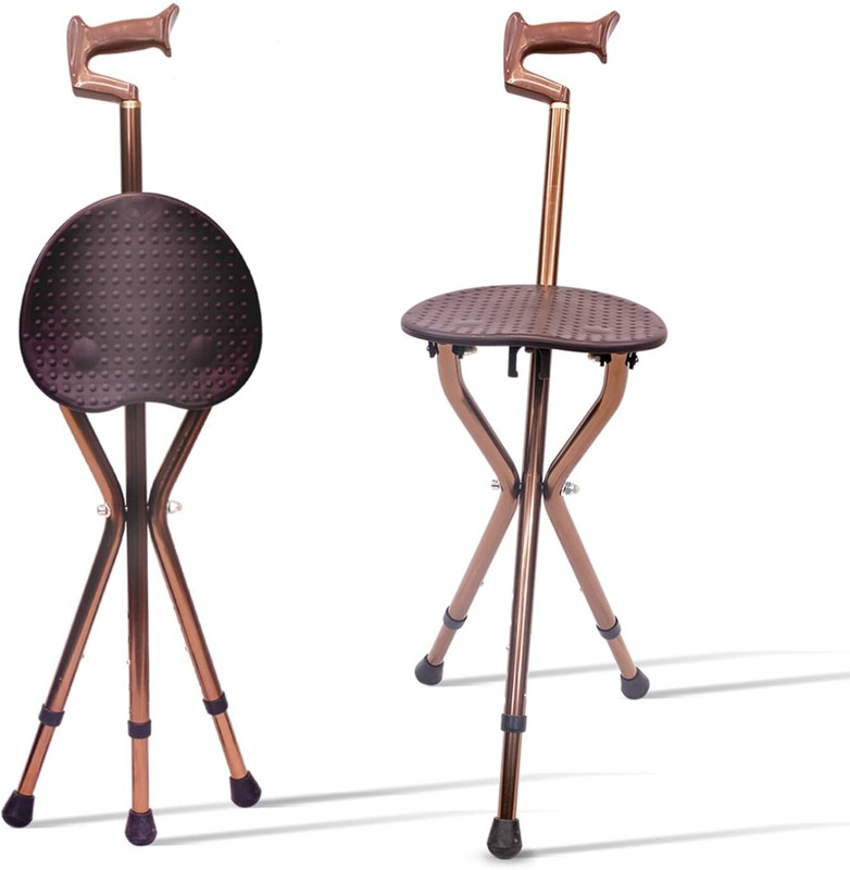 AGEasy Walk & Rest,Height-Adjustable Cane with Seat,Lightweight & Eco-Friendly Walking Stick