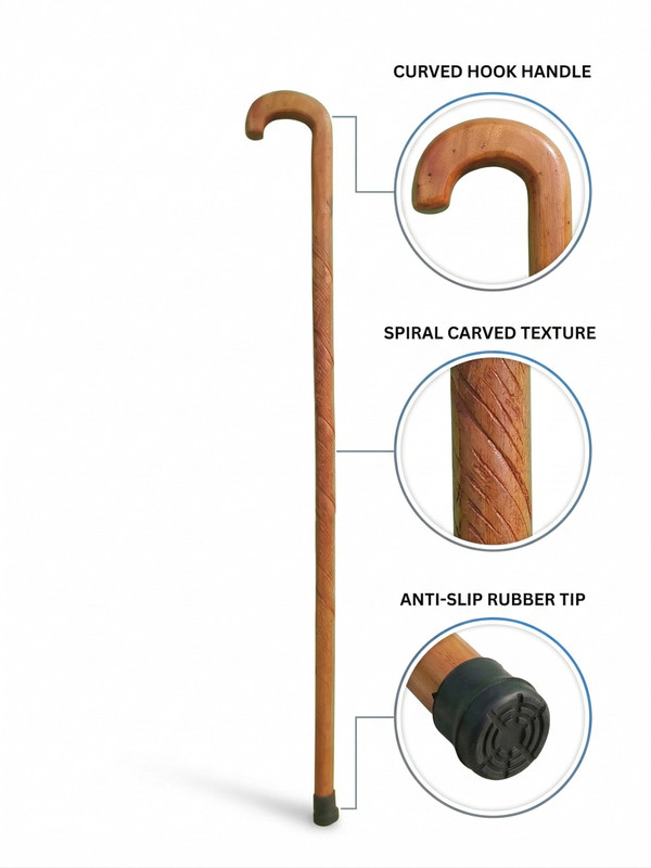 OCEANCRAFTWOOD Wooden walking stick in round cane fancy stick Walking Stick ORANGE POLISH Walking Stick