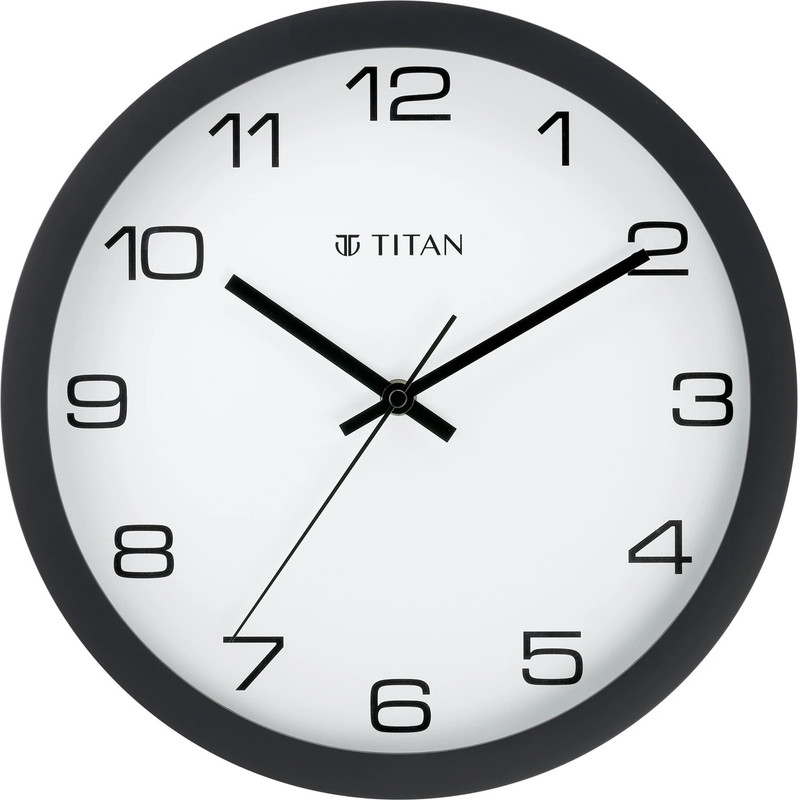 Titan Analog 30 cm X 30 cm Wall Clock(Black, With Glass, Standard)