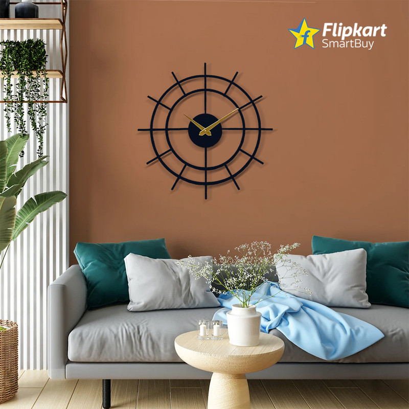 Flipkart SmartBuy Analog 39.5 cm X 39.5 cm Wall Clock(Black, Without Glass, Standard)