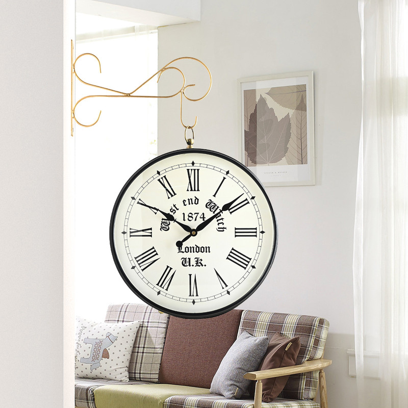 Flipkart Perfect Homes Analog 25.4 cm X 25.4 cm Wall Clock(Gold, With Glass, Station Clock)