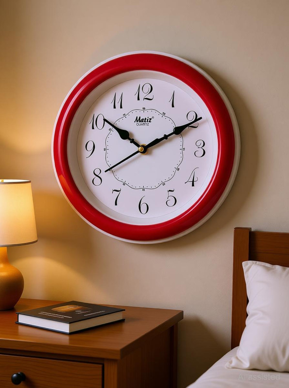 matiz Analog 20 cm X 20 cm Wall Clock(Red, With Glass, Standard)