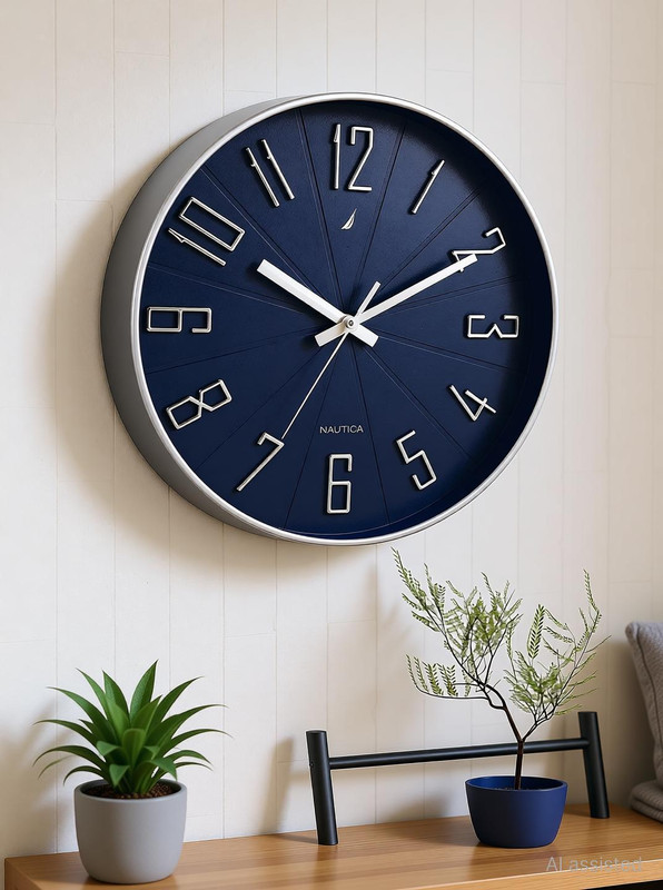 NAUTICA Analog 30 cm X 30 cm Wall Clock(Silver, With Glass, DIY Clocks)