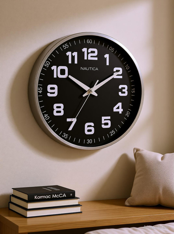 NAUTICA Analog 30 cm X 30 cm Wall Clock(Silver, With Glass, DIY Clocks)