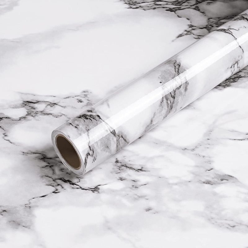 ELIGHTWAY MART 200 cm x 60 cm Waterproof Abstract Vinyl Wallpaper(White, Grey)