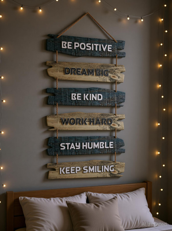 Decor Smart Positive Quotes Wall Hanging | Wooden Decorative Home Decor Art (DWA_3231)(79 cm X 30.5 cm, Multicolor)