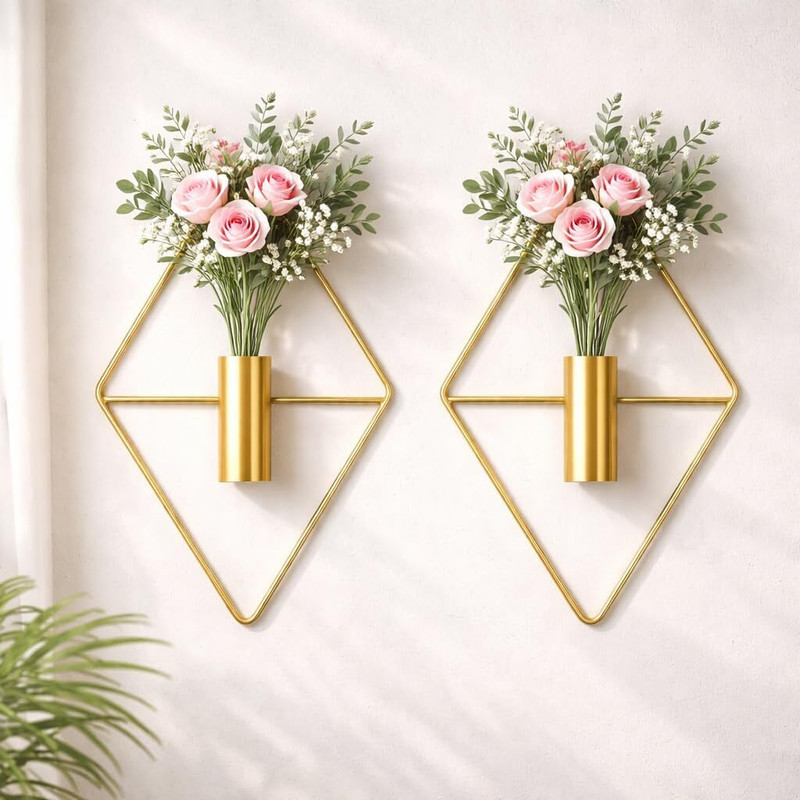 SURIYA ART GOLDEN VASE Pack of 2(25 cm X 12 cm, GOLDEN)