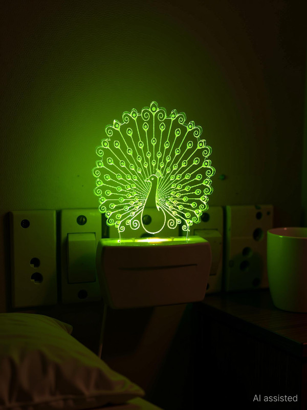 jkart Beautiful PEACOCK DESIGN Night Lamp (10 cm, Multicolor) Night Lamp(10 cm, Multicolor)
