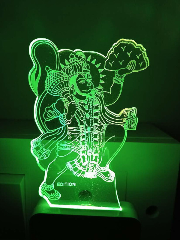 UNICEPT HANUMAN JI 3D illusion Designe Extremely Night Lamp With 7 Color Changing lights or Gift,for Bedroom,livingroom (Small Size-10cm,Multicolor) Night Lamp(12 cm, Multicolor)