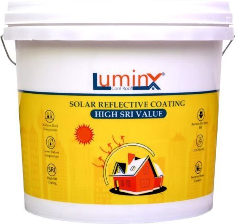 LUMINX Solar Heat Reflective Cool Roof coating -5 kg (200 sqft) High SRI, Heat Resistance, Elastomeric Emulsion Wall Paint(5 L)