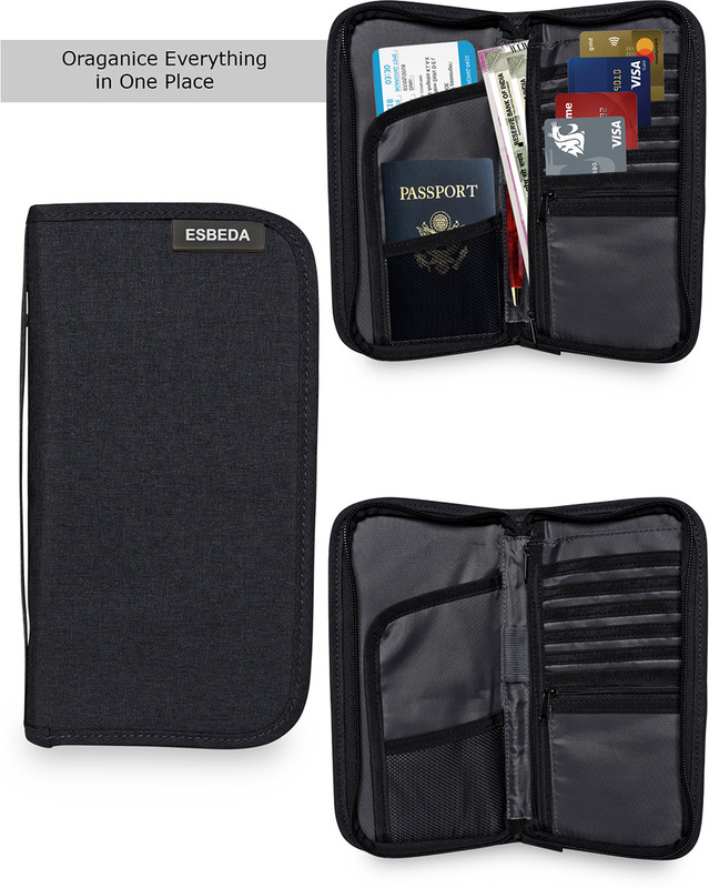 ESBEDA Men & Women Travel, Casual Black Canvas Document Holder(6 Card Slots)
