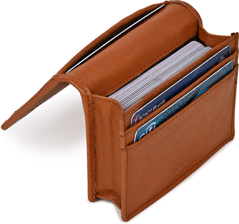 Vital King Men Tan Genuine Leather Card Holder(15 Card Slots)