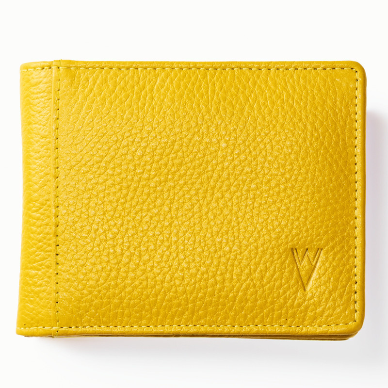 WILDVIBEZ Men Trendy Yellow Genuine Leather Wallet(8 Card Slots)