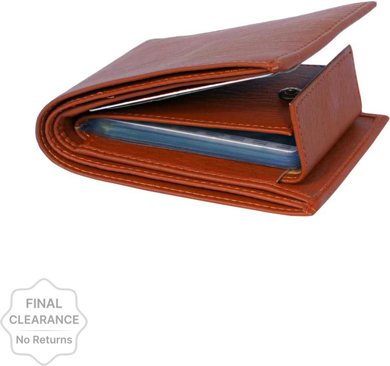 TAQWA Men Trendy Tan Artificial Leather Wallet(11 Card Slots)