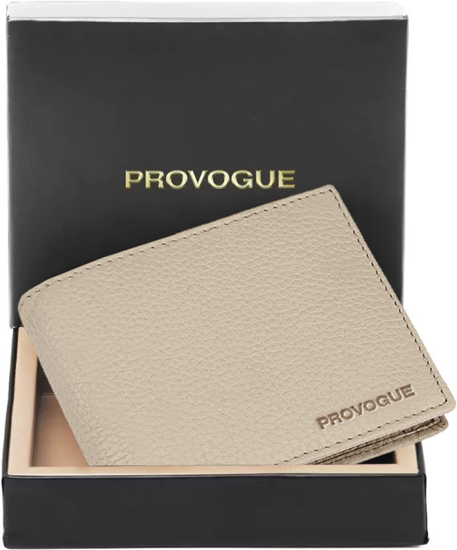 PROVOGUE Men Beige Genuine Leather Wallet(8 Card Slots)
