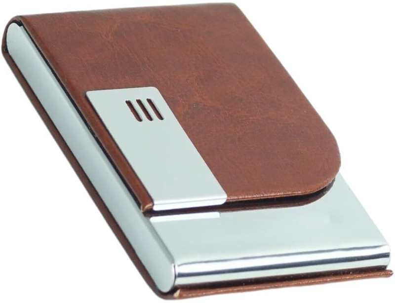 I RAJAL Men & Women Casual Black Genuine Leather Card Holder(6 Card Slots)