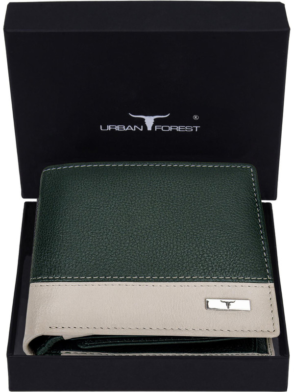 URBAN FOREST Men Green Genuine Leather Wallet(8 Card Slots)