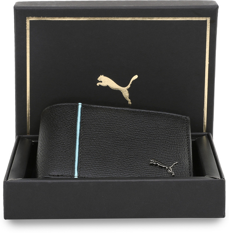 PUMA Men & Women Casual Black Genuine Leather Wallet(8 Card Slots)