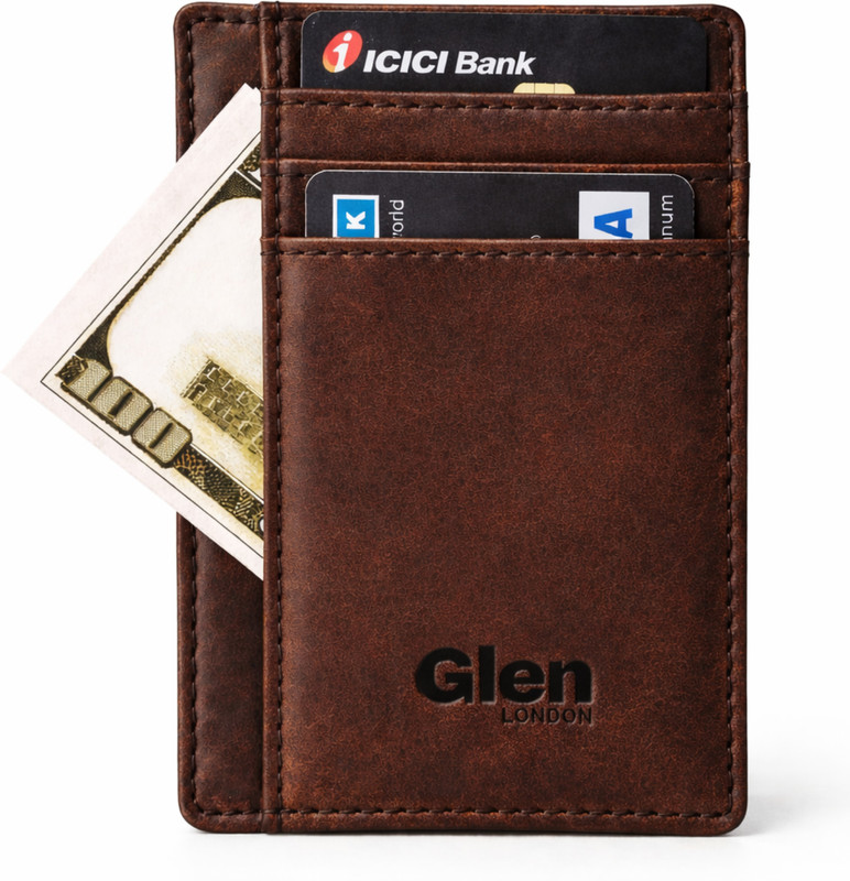 Glen LONDON Men & Women Trendy Brown Genuine Leather Wallet(8 Card Slots)