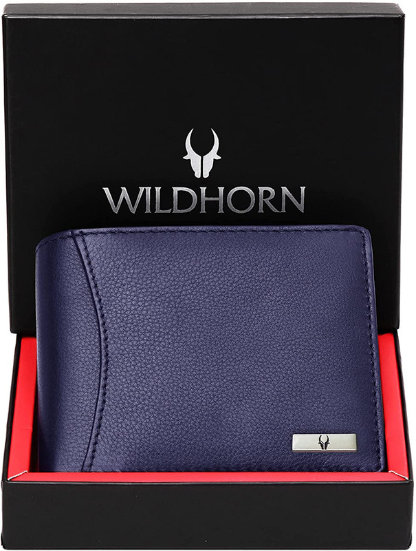 WILDHORN Men Casual, Formal, Travel Blue Genuine Leather Wallet(9 Card Slots)