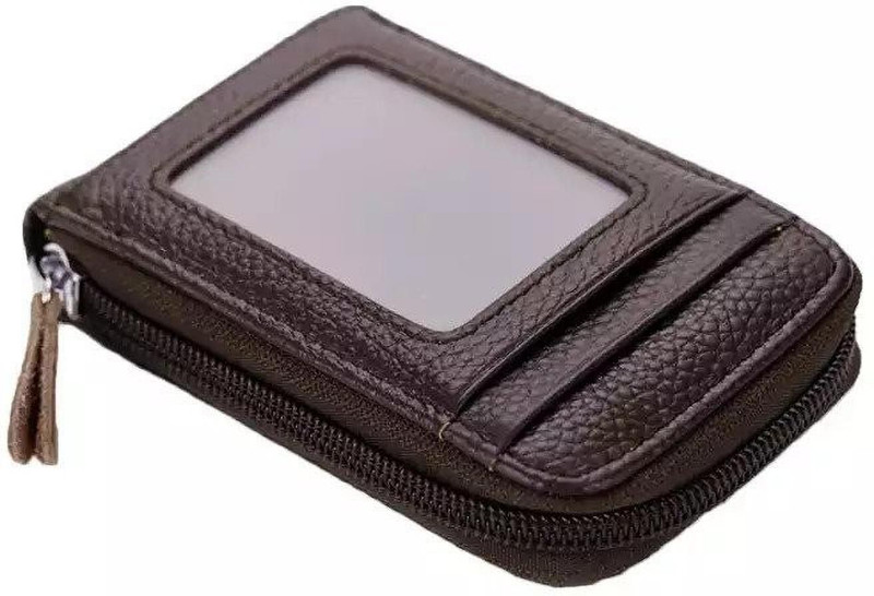 GLAMAXY Men Brown Genuine Leather Card Holder(10 Card Slots)