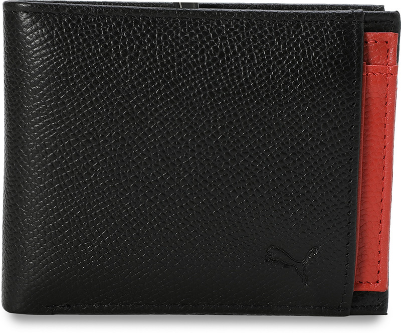 PUMA Men & Women Casual Black Genuine Leather Wallet(2 Card Slots)