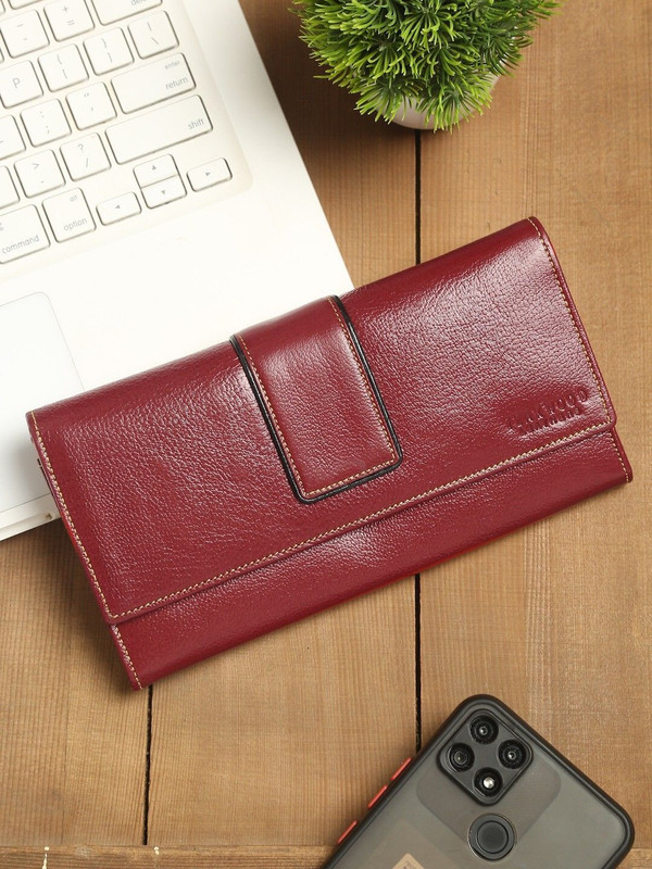 Teakwood Leathers Women Formal Brown Genuine Leather Wallet(2 Card Slots)